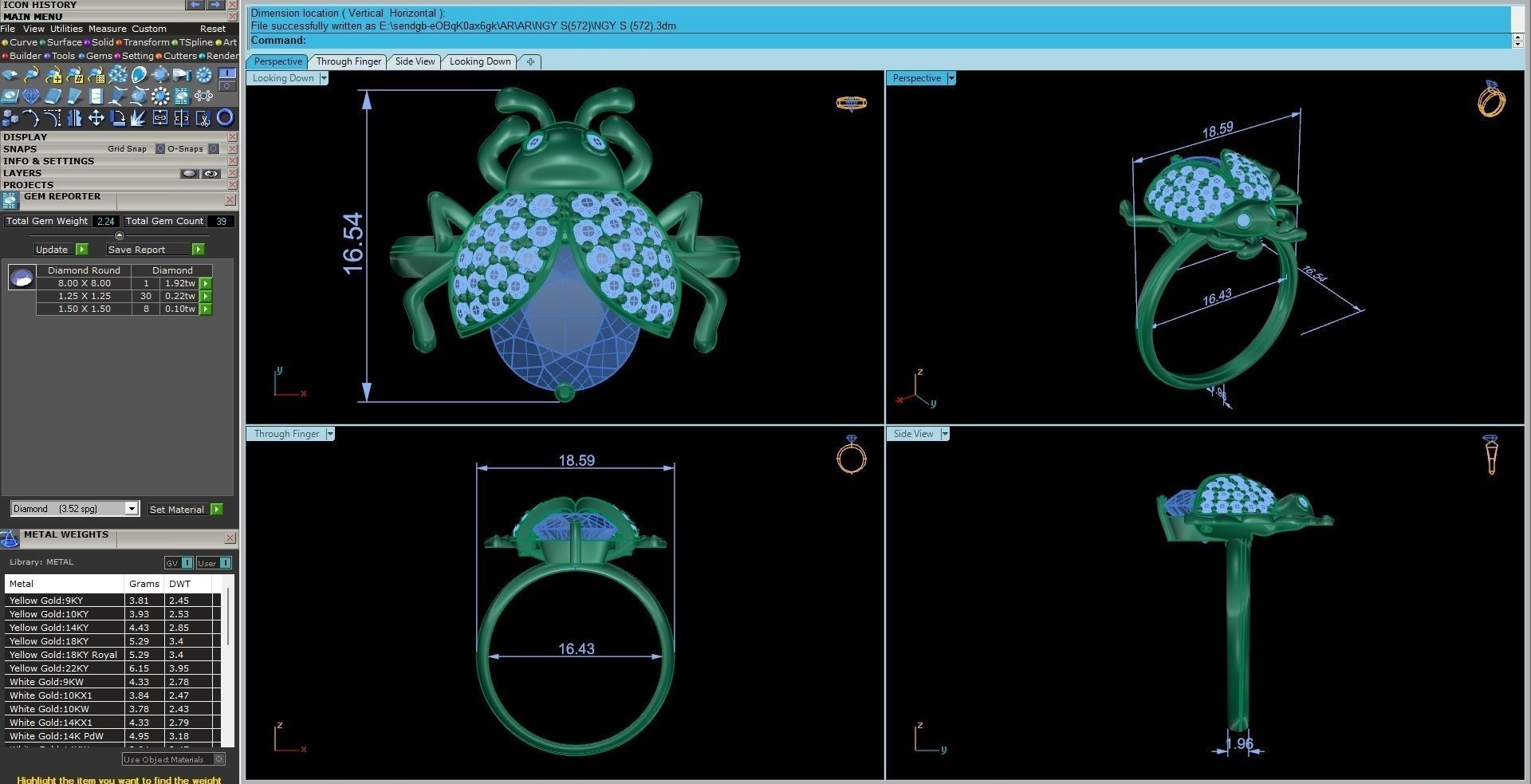Beetle Diamond Ring 3dm stl renders details  3D print model_9