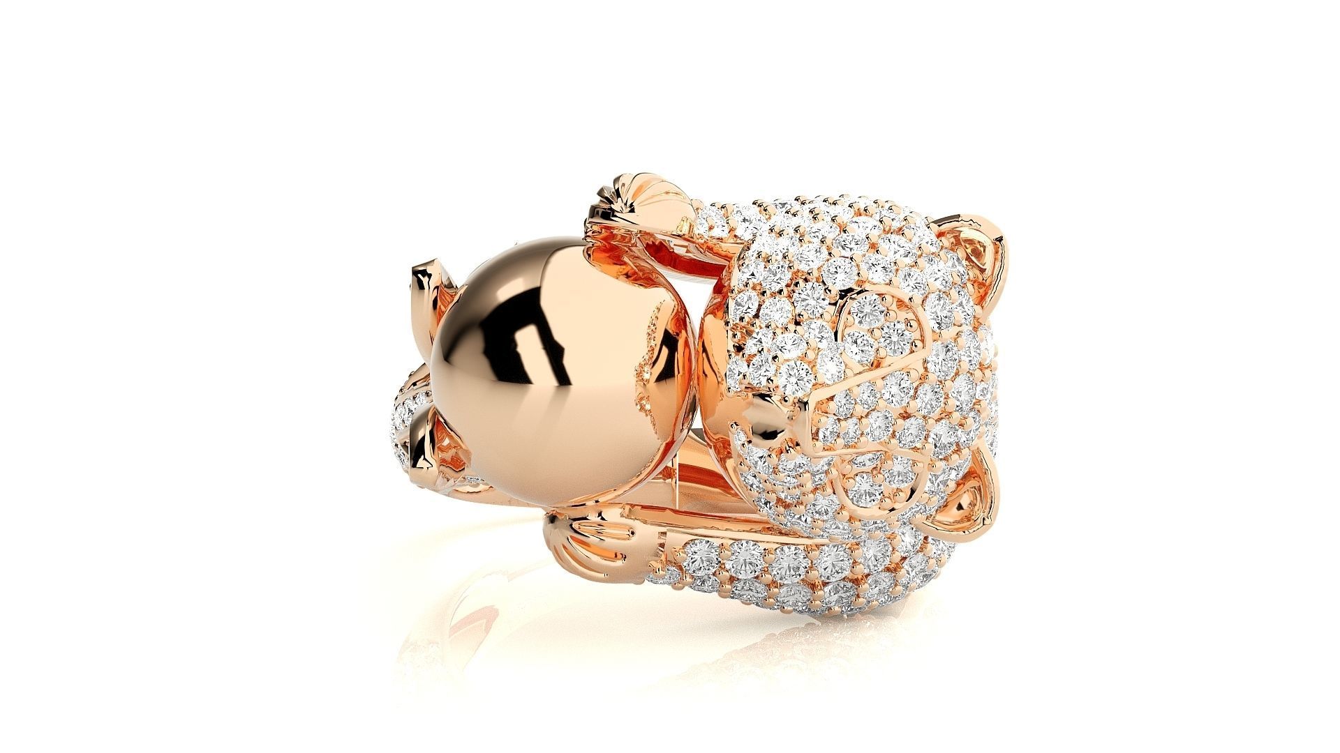 Baby Panda Diamond Ring 3dm stl renders details 3D print model_1