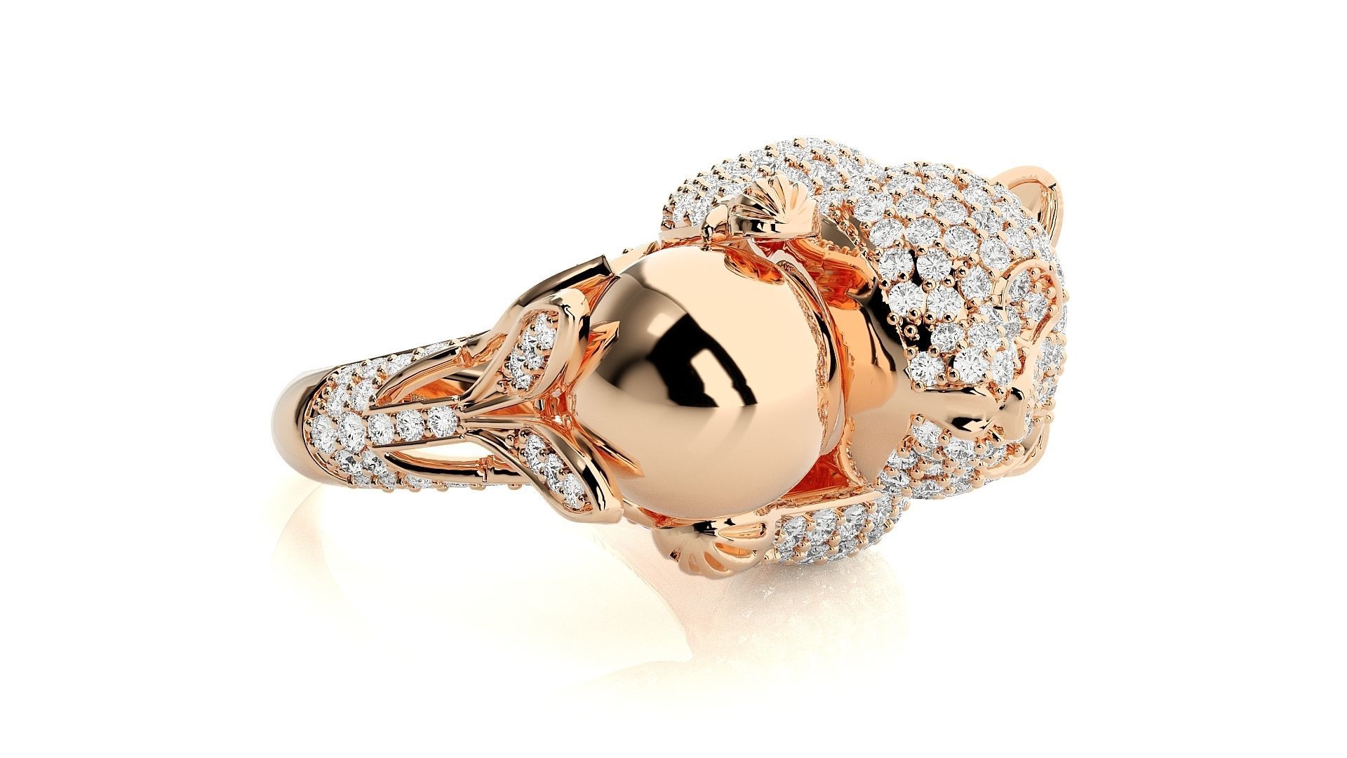 Baby Panda Diamond Ring 3dm stl renders details 3D print model_2