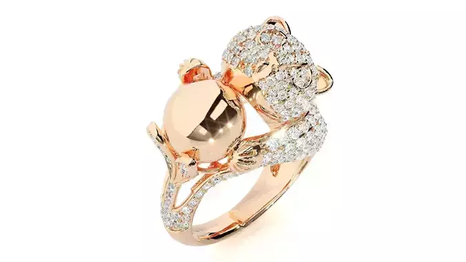 Baby Panda Diamond Ring 3dm stl renders details 3D print model Baby Panda Diamond Ring 3dm stl renders details 3D print model