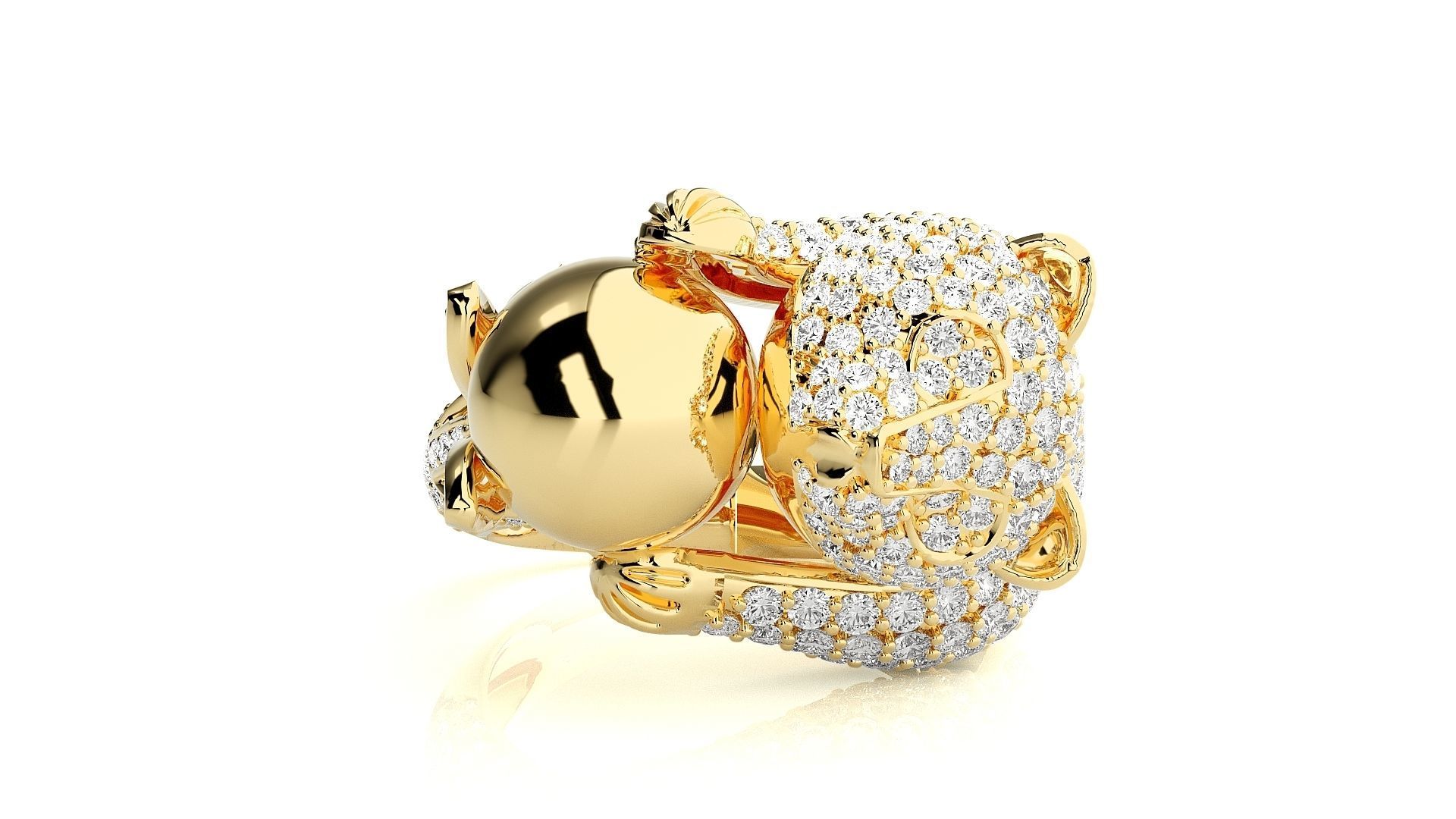 Baby Panda Diamond Ring 3dm stl renders details 3D print model_6