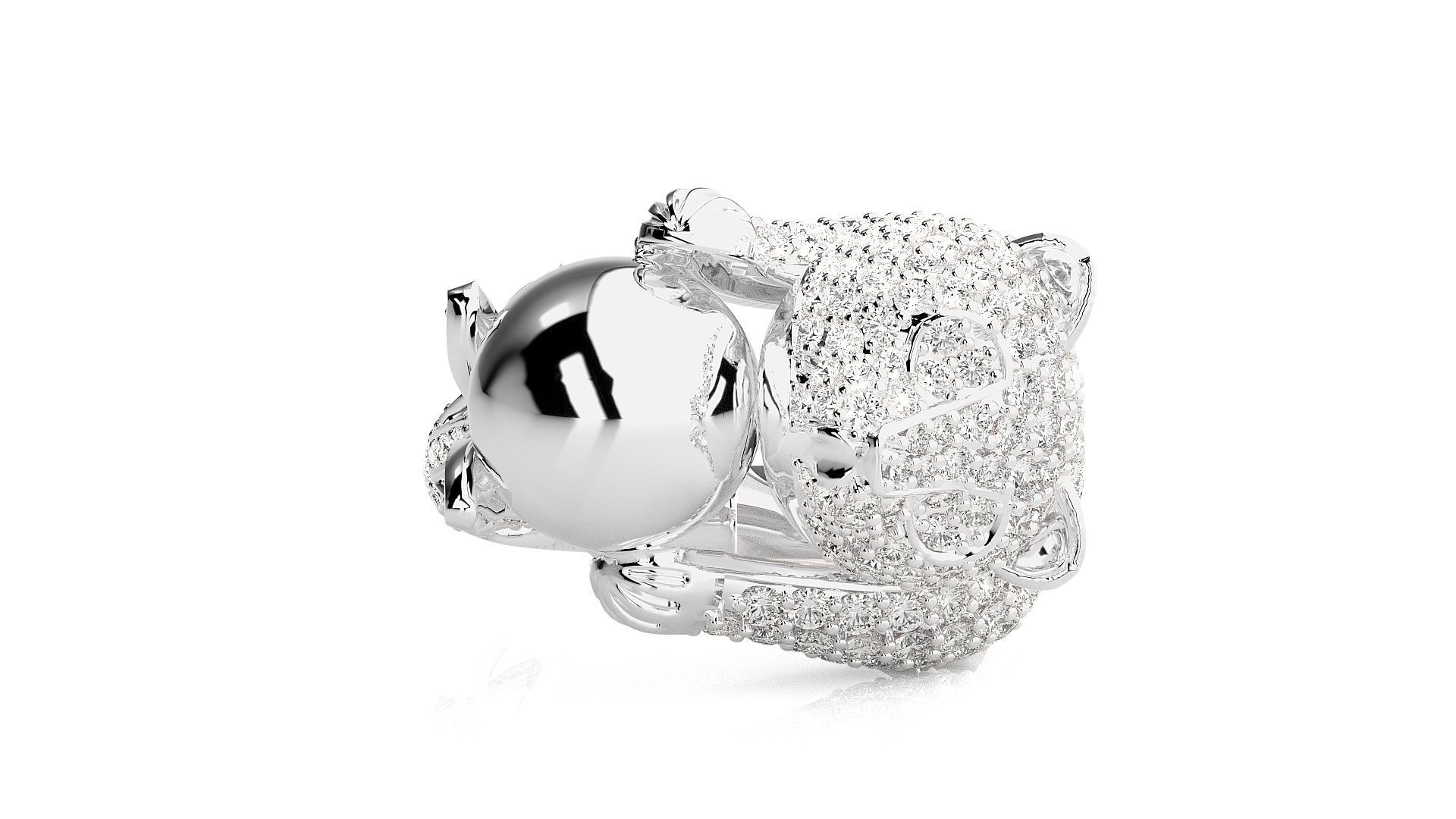 Baby Panda Diamond Ring 3dm stl renders details 3D print model_3