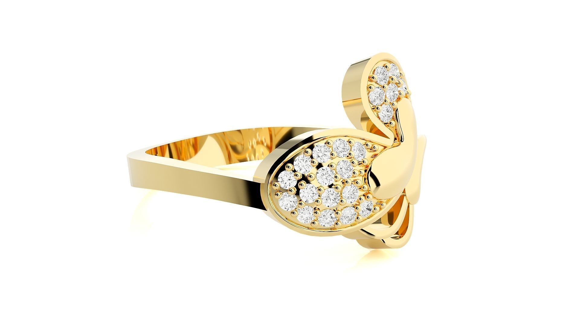 Butterfly Diamond Ring 3dm stl renders details 3D print model_7