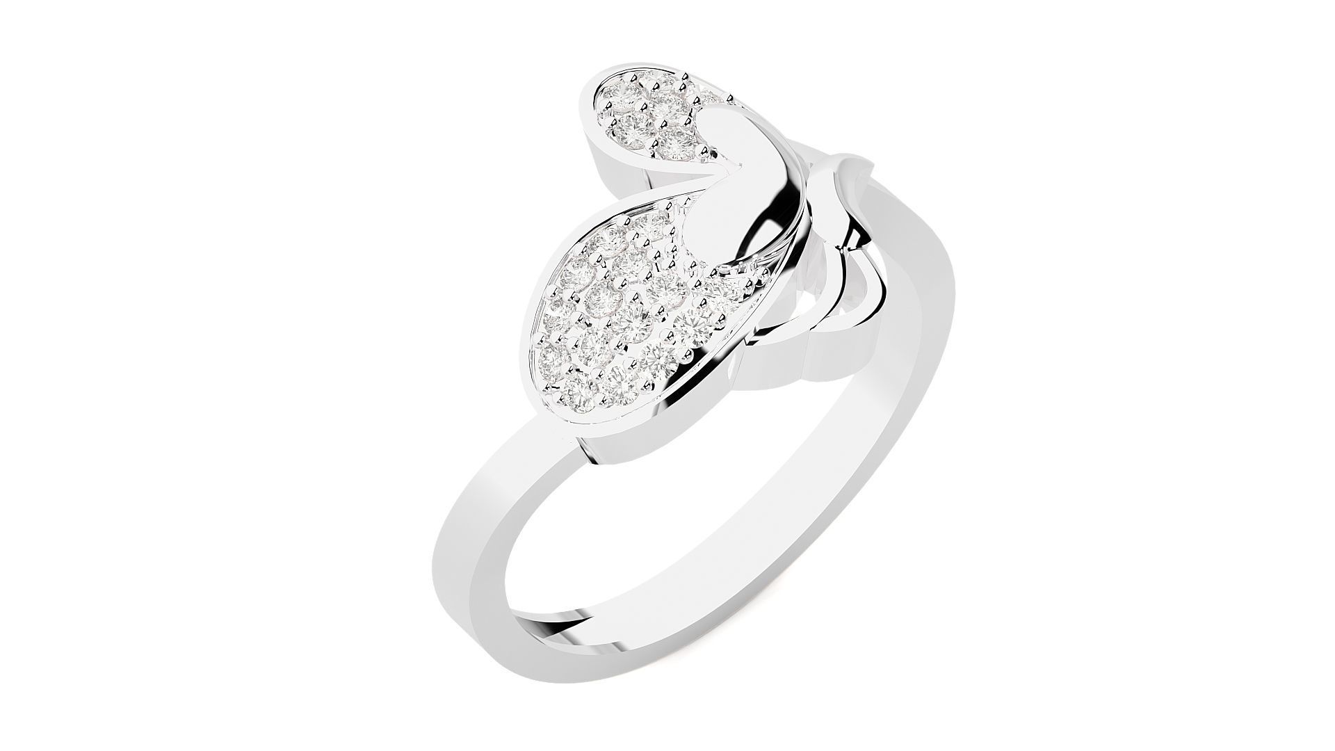Butterfly Diamond Ring 3dm stl renders details 3D print model_5