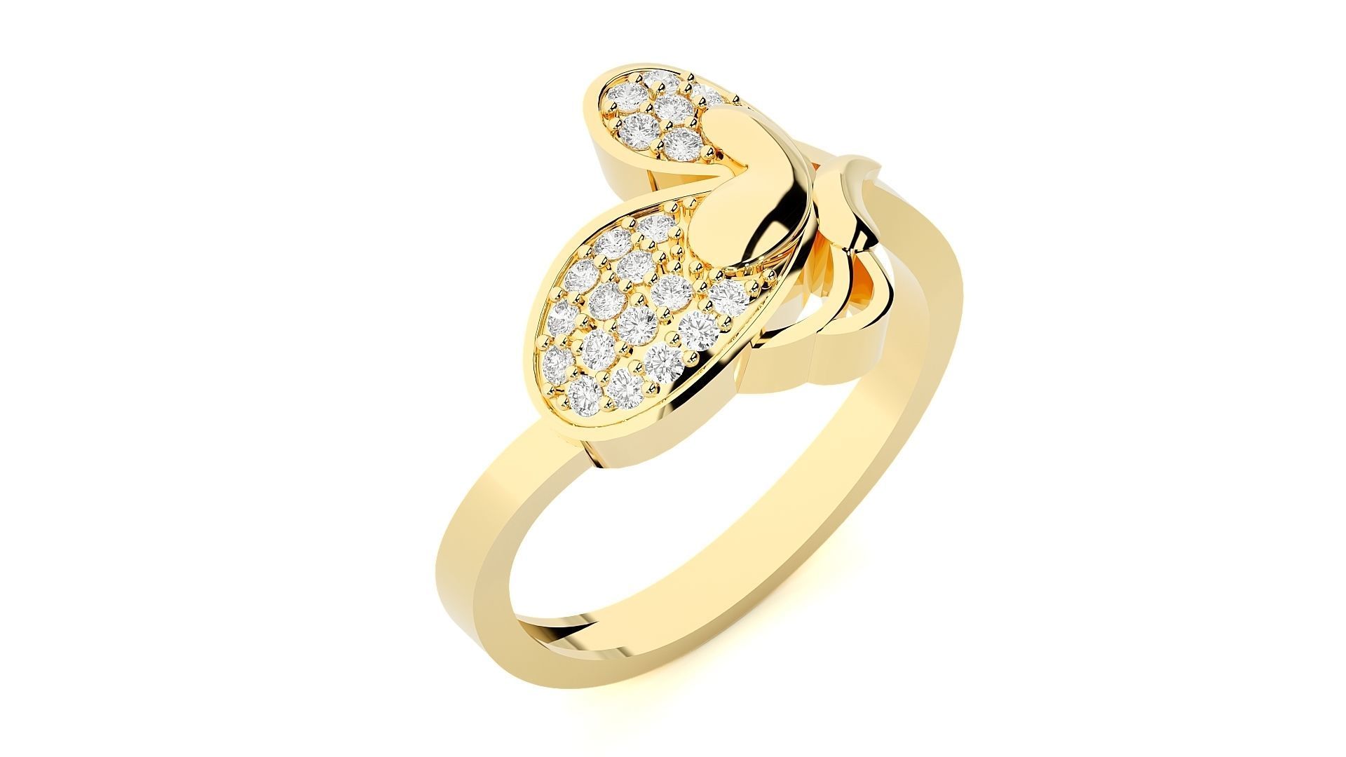 Butterfly Diamond Ring 3dm stl renders details 3D print model_8