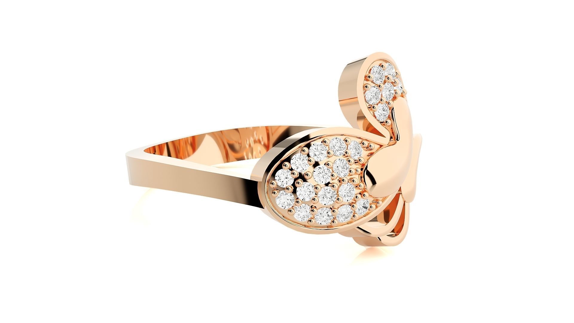 Butterfly Diamond Ring 3dm stl renders details 3D print model_2