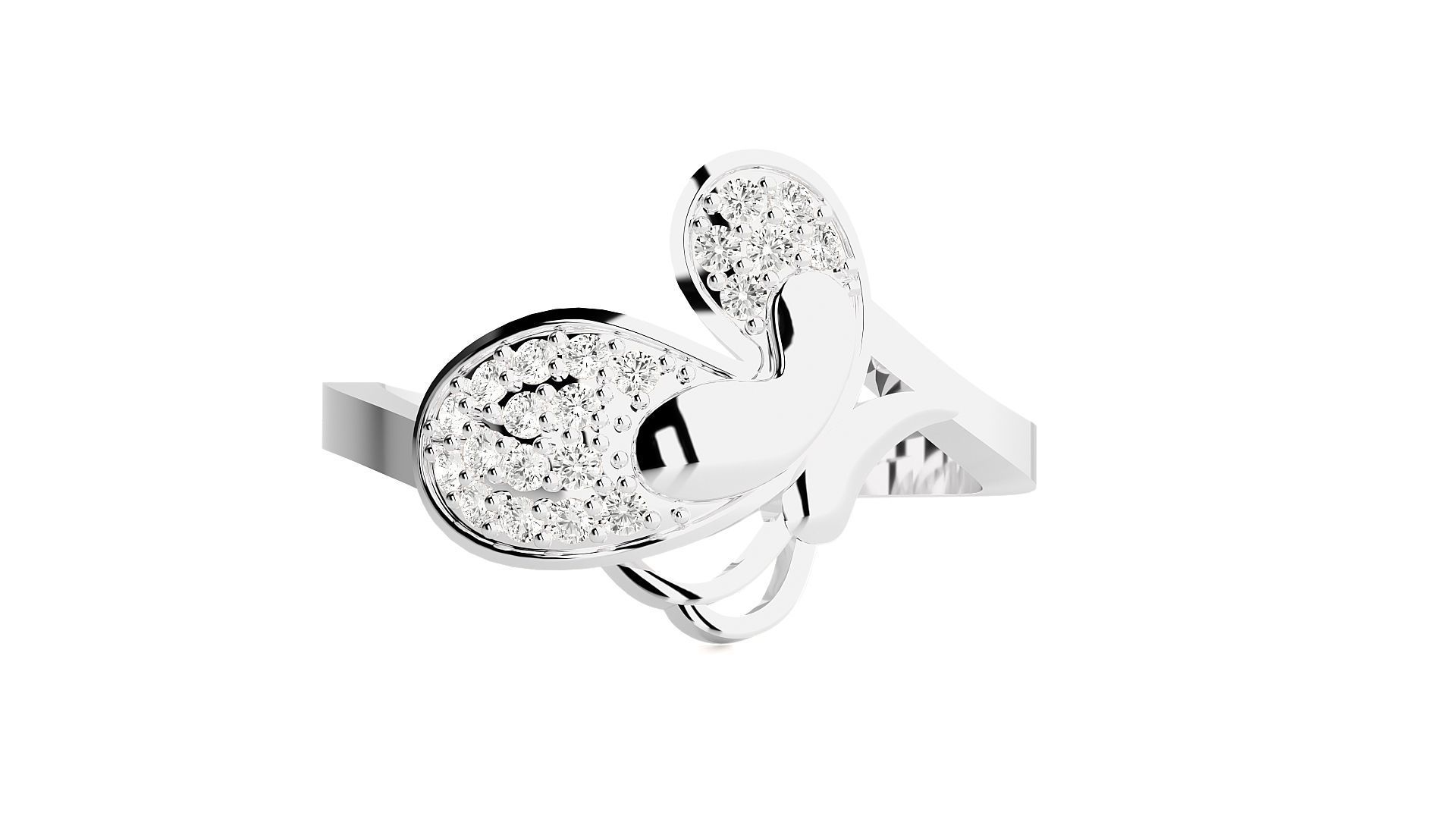 Butterfly Diamond Ring 3dm stl renders details 3D print model_3