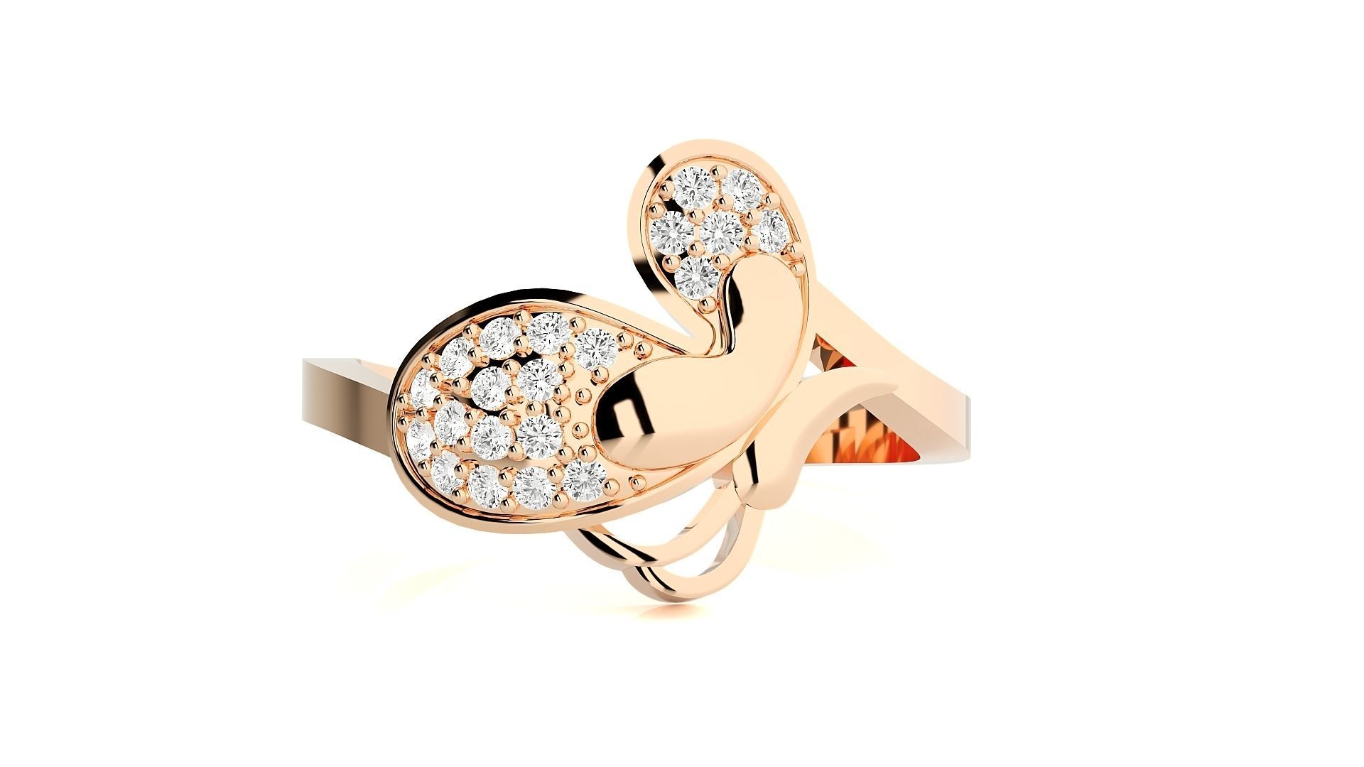 Butterfly Diamond Ring 3dm stl renders details 3D print model_1
