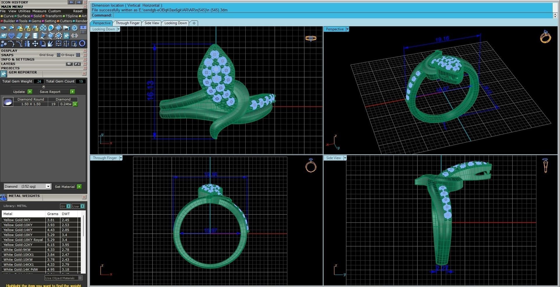 Snake Diamond Ring 3dm stl renders details 3D print model_9