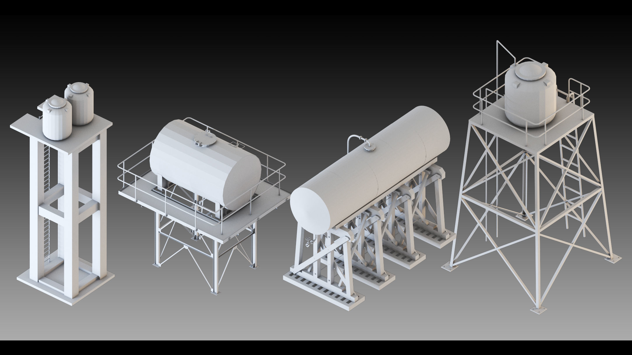 33- Water Storage Tanks- High detail 3d models Low-poly 3D model_6