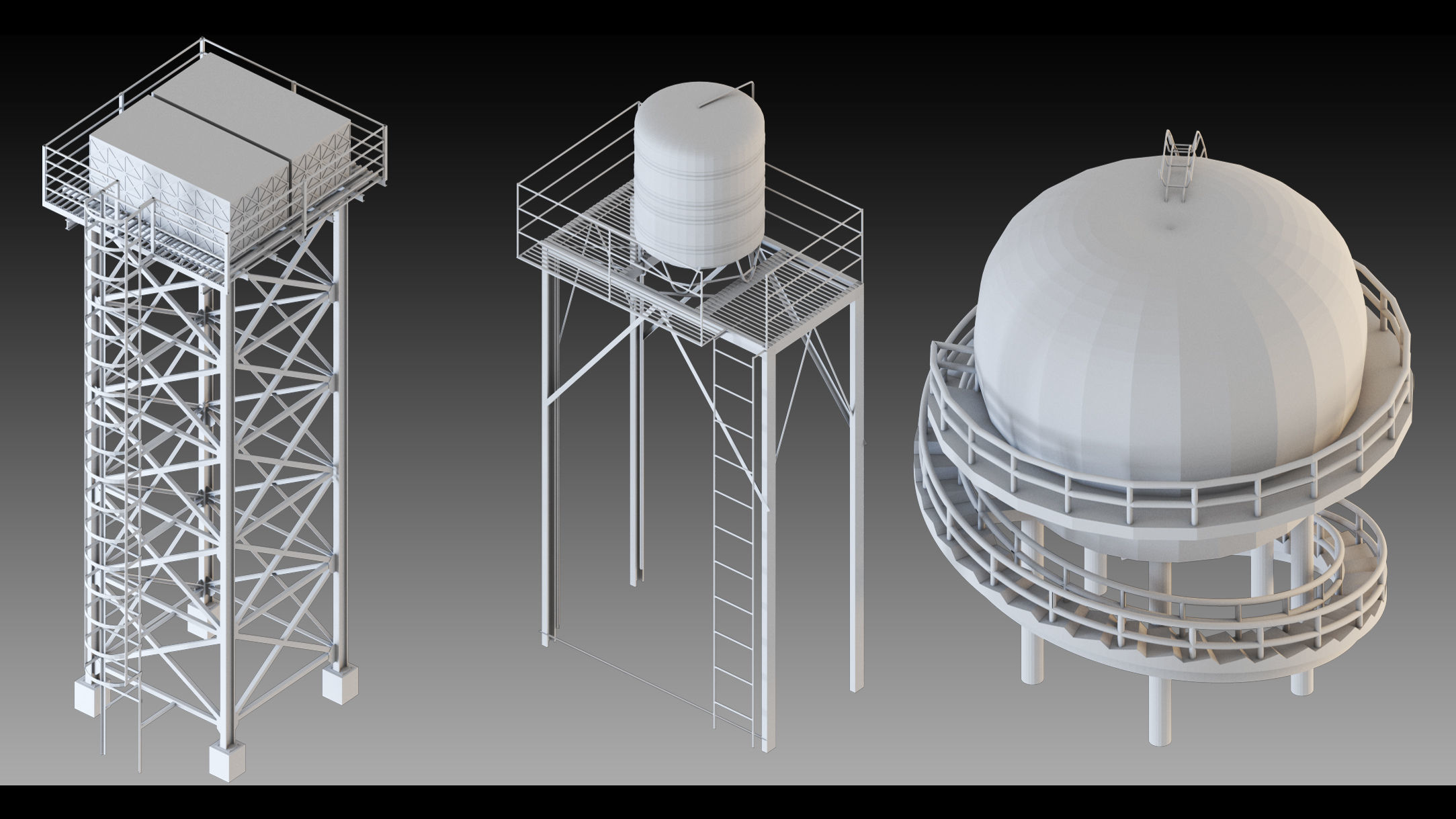33- Water Storage Tanks- High detail 3d models Low-poly 3D model_5