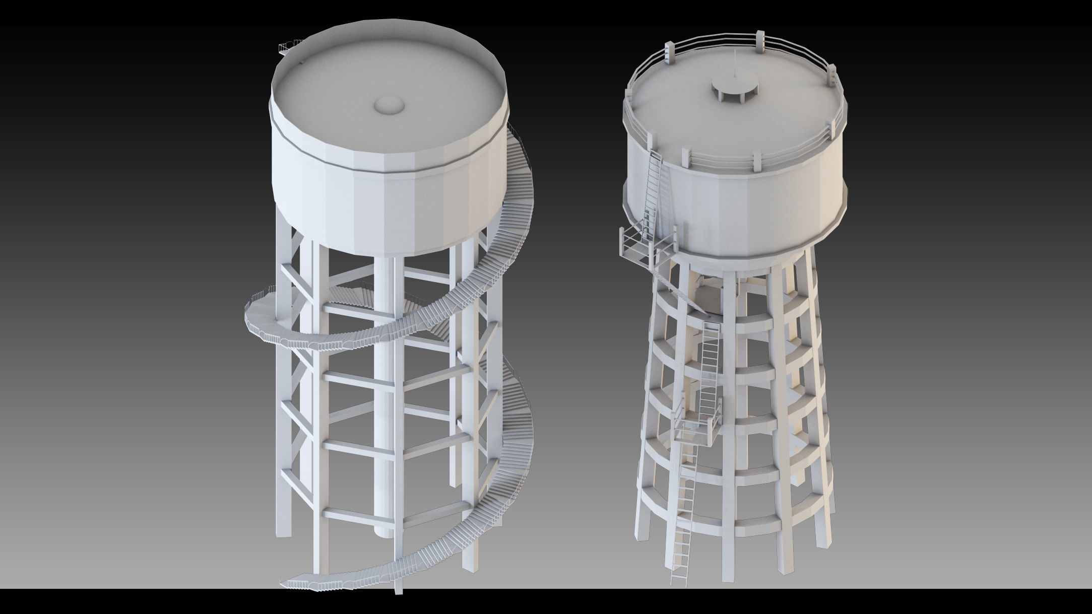 33- Water Storage Tanks- High detail 3d models Low-poly 3D model_1