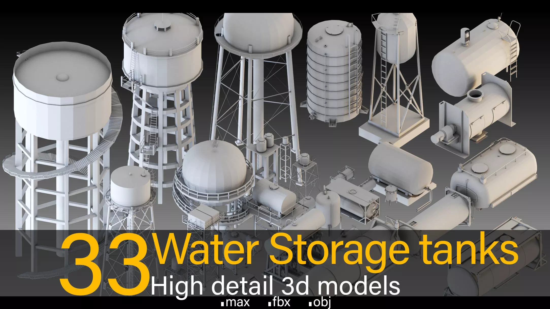 33- Water Storage Tanks- High detail 3d models Low-poly 3D model_0