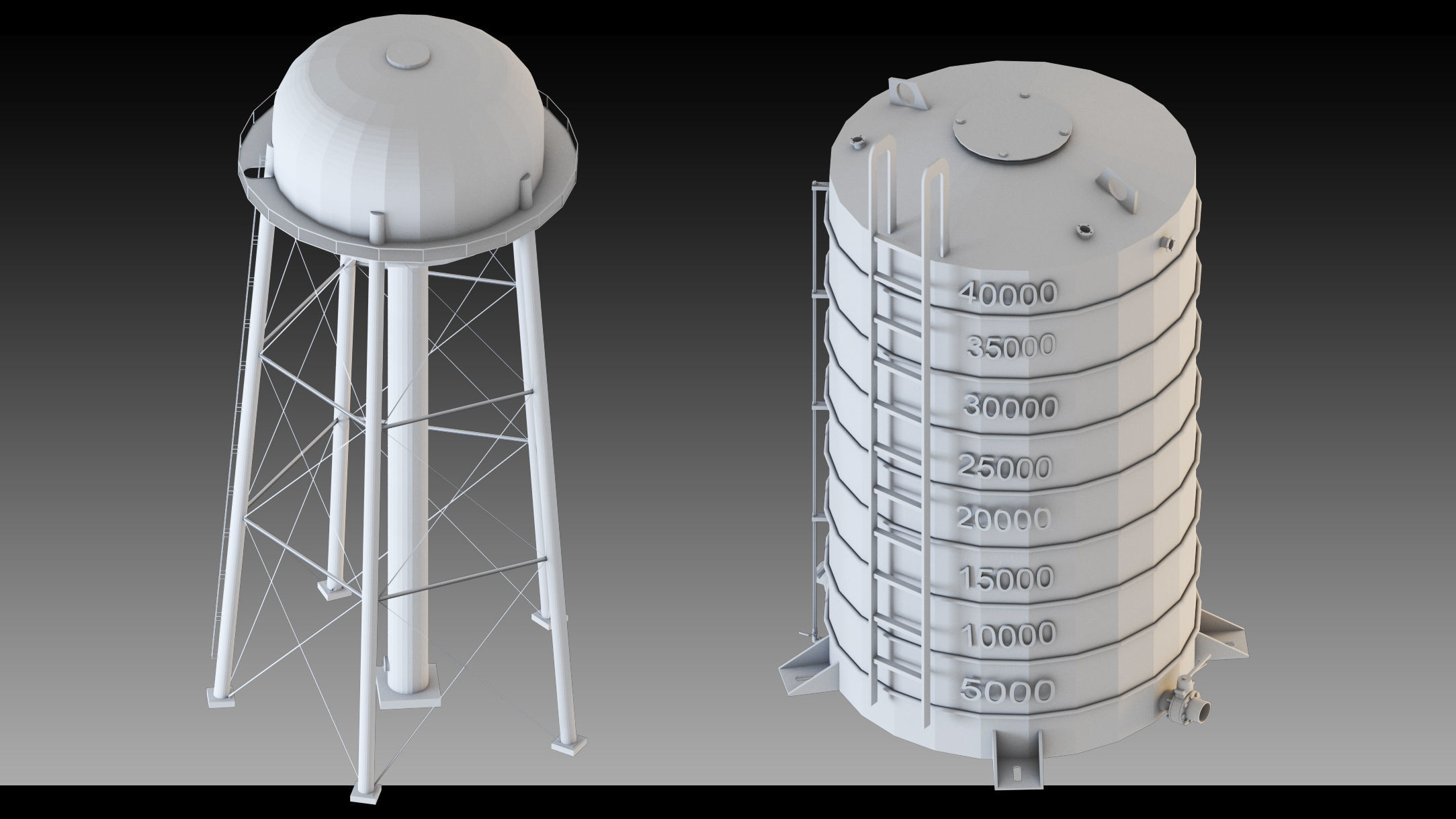 33- Water Storage Tanks- High detail 3d models Low-poly 3D model_3