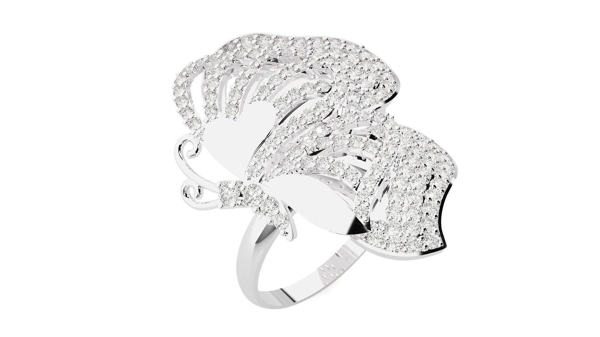 Butterfly Diamond Ring 3dm stl renders details 3D print model_5