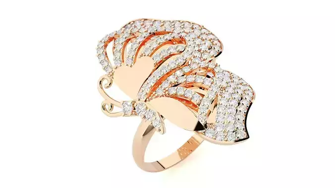 Butterfly Diamond Ring 3dm stl renders details 3D print model