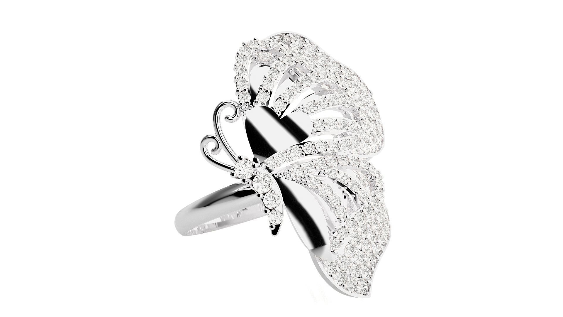 Butterfly Diamond Ring 3dm stl renders details 3D print model_4