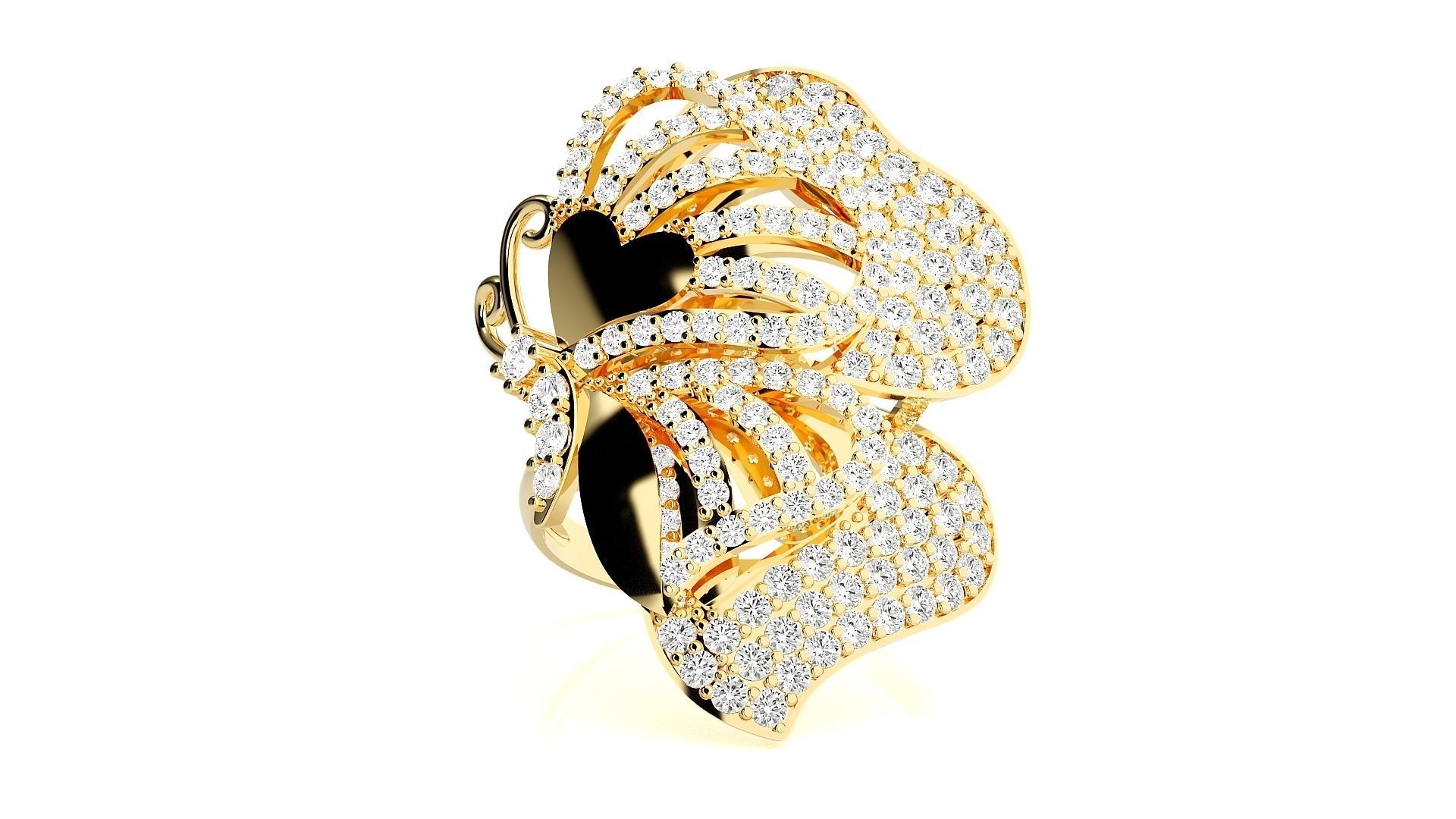 Butterfly Diamond Ring 3dm stl renders details 3D print model_6