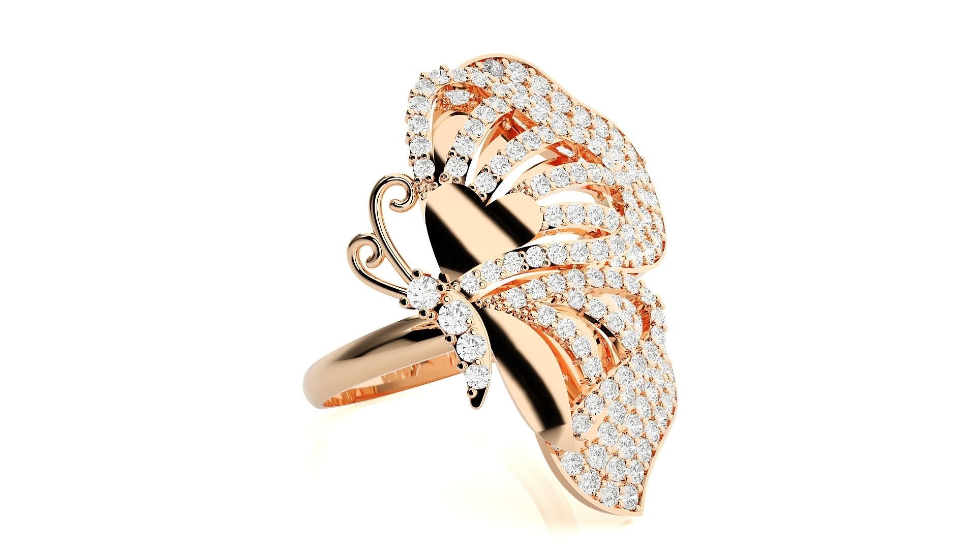Butterfly Diamond Ring 3dm stl renders details 3D print model_2