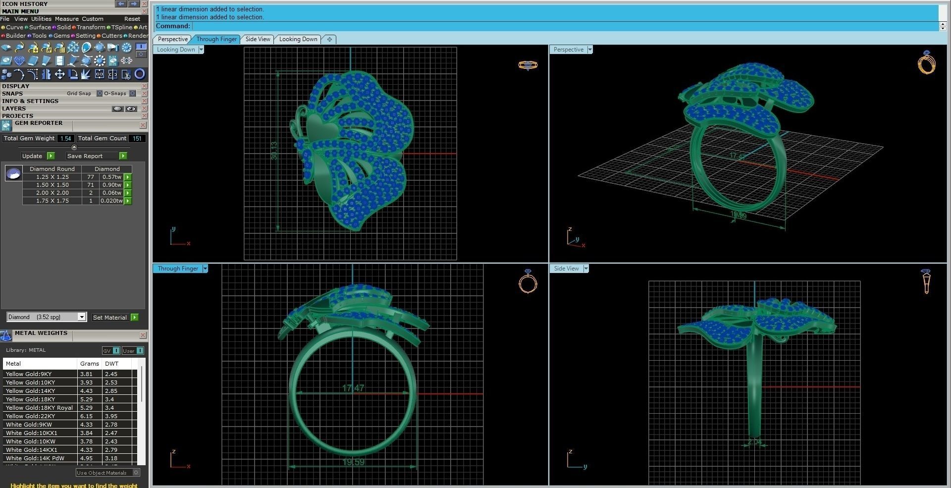 Butterfly Diamond Ring 3dm stl renders details 3D print model_9