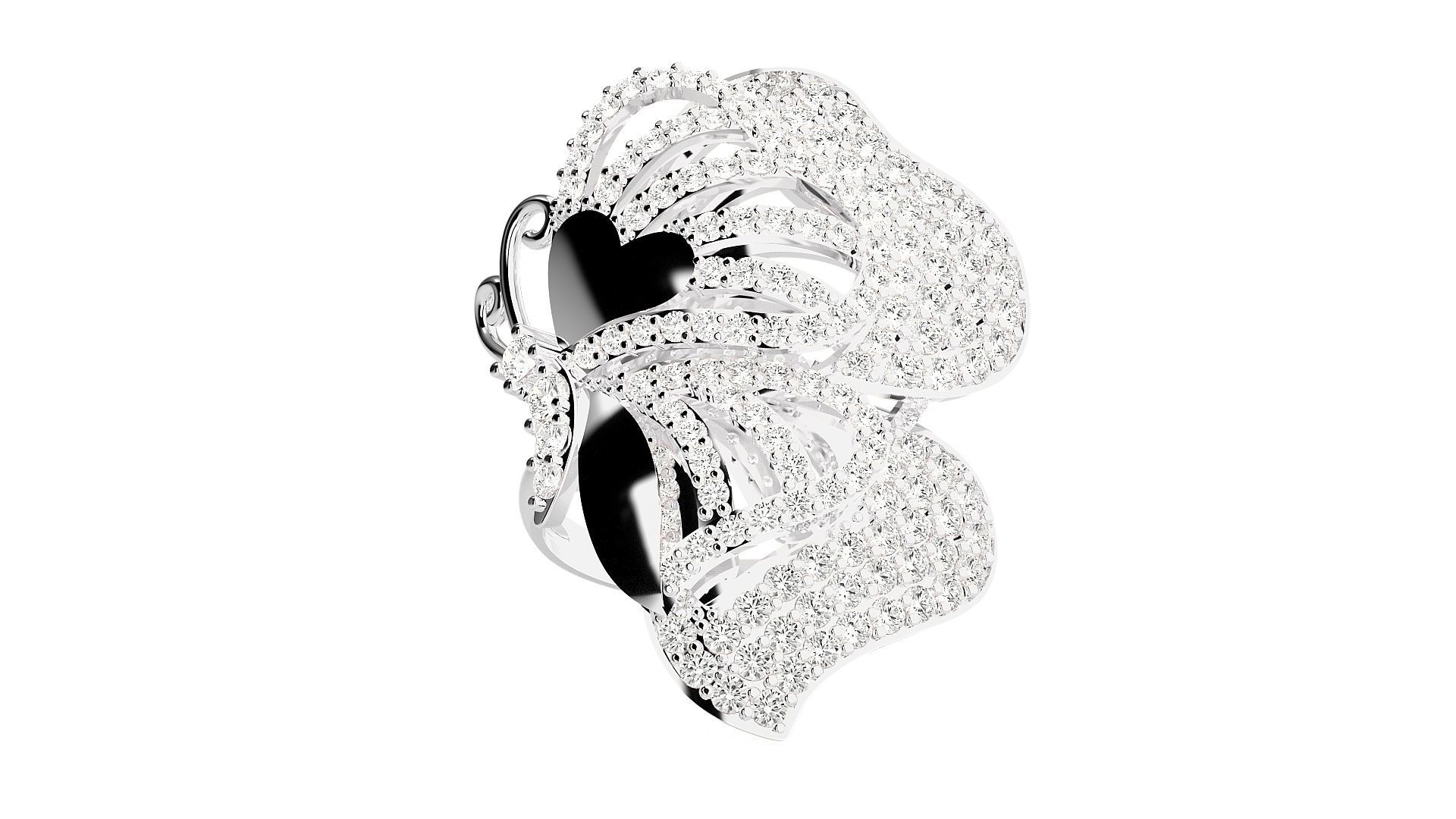 Butterfly Diamond Ring 3dm stl renders details 3D print model_3
