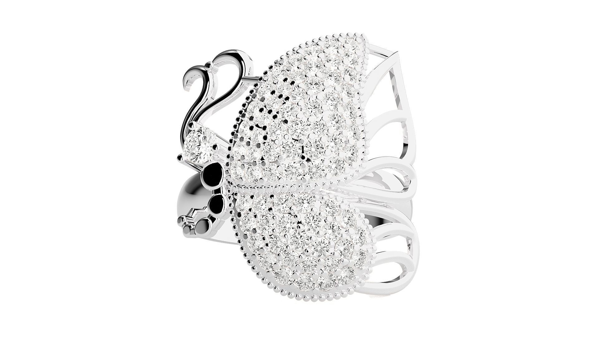 Butterfly Diamond Ring 3dm stl renders details 3D print model_3