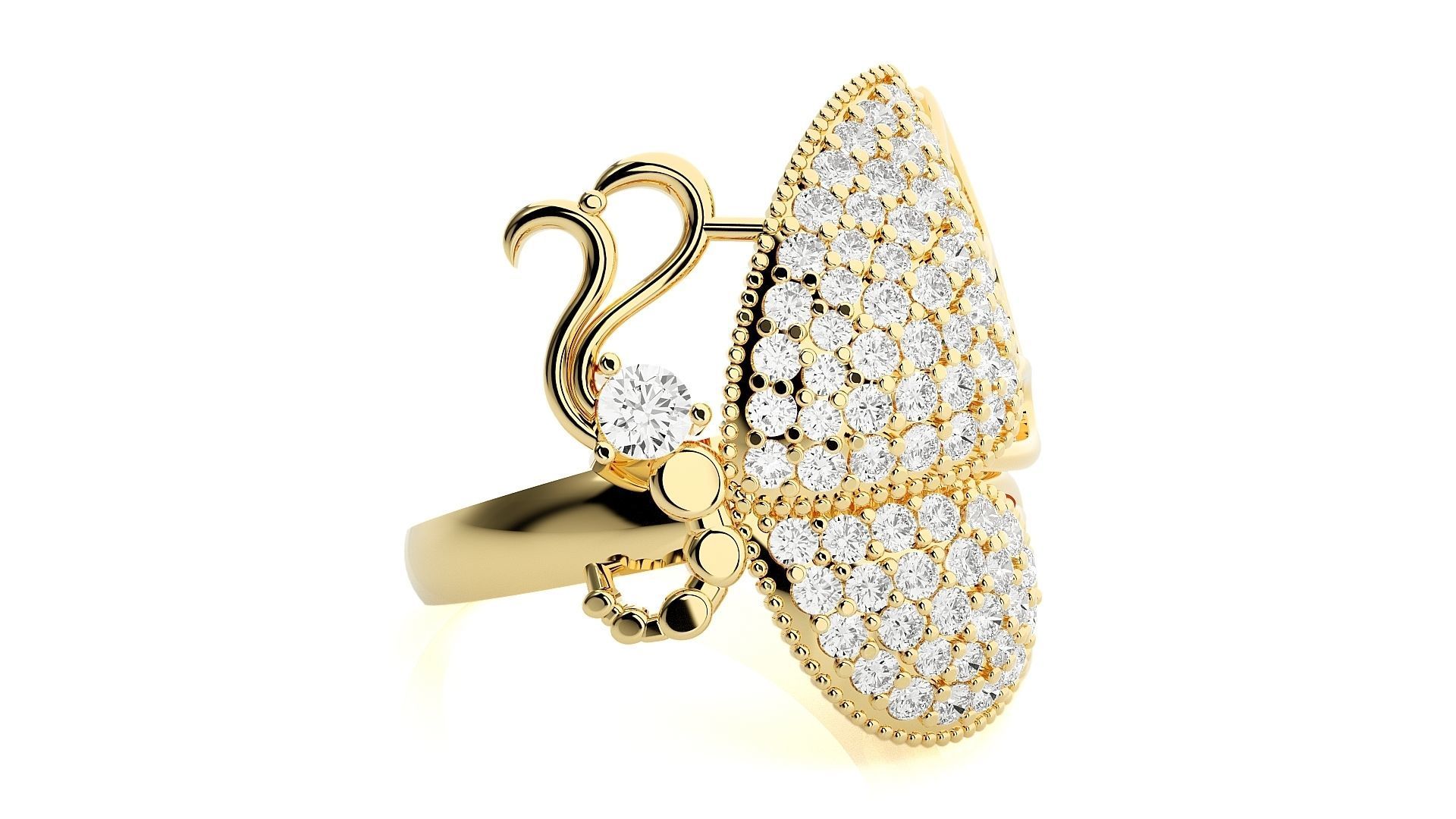 Butterfly Diamond Ring 3dm stl renders details 3D print model_7
