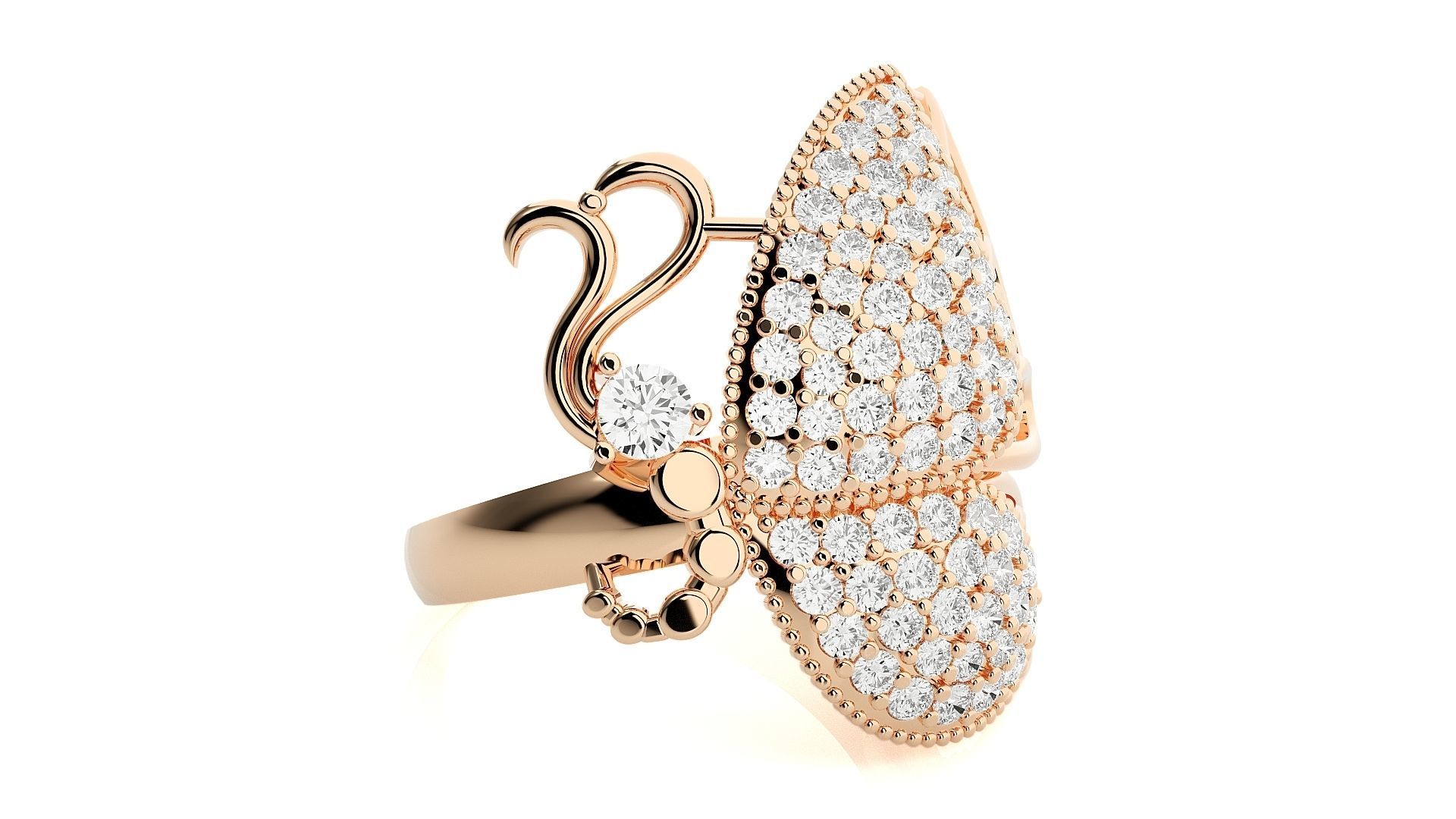 Butterfly Diamond Ring 3dm stl renders details 3D print model_2