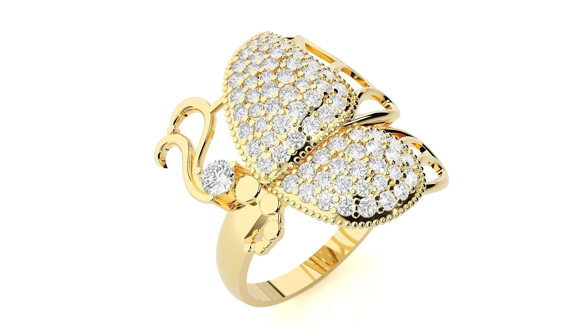 Butterfly Diamond Ring 3dm stl renders details 3D print model_8