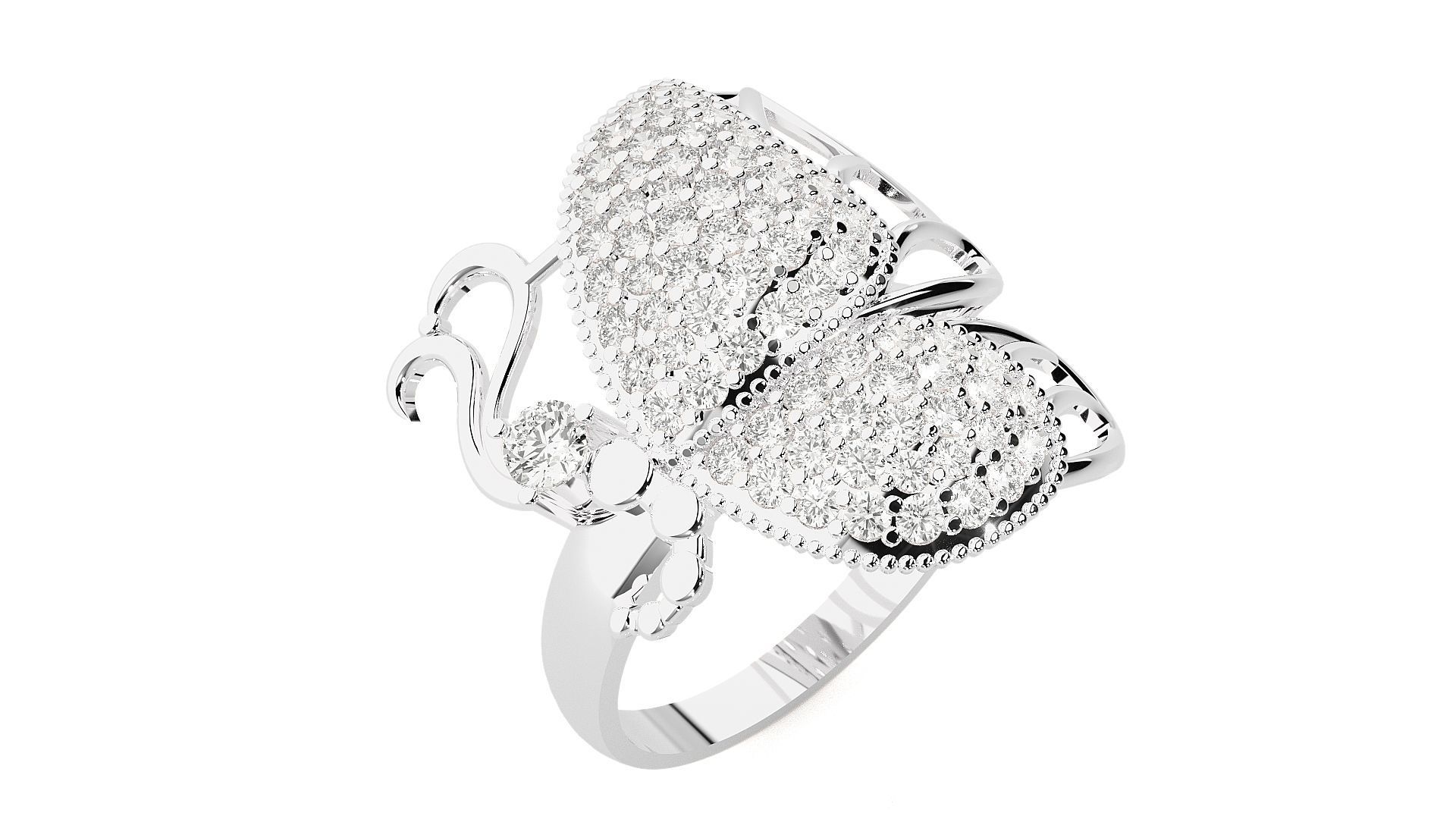 Butterfly Diamond Ring 3dm stl renders details 3D print model_5