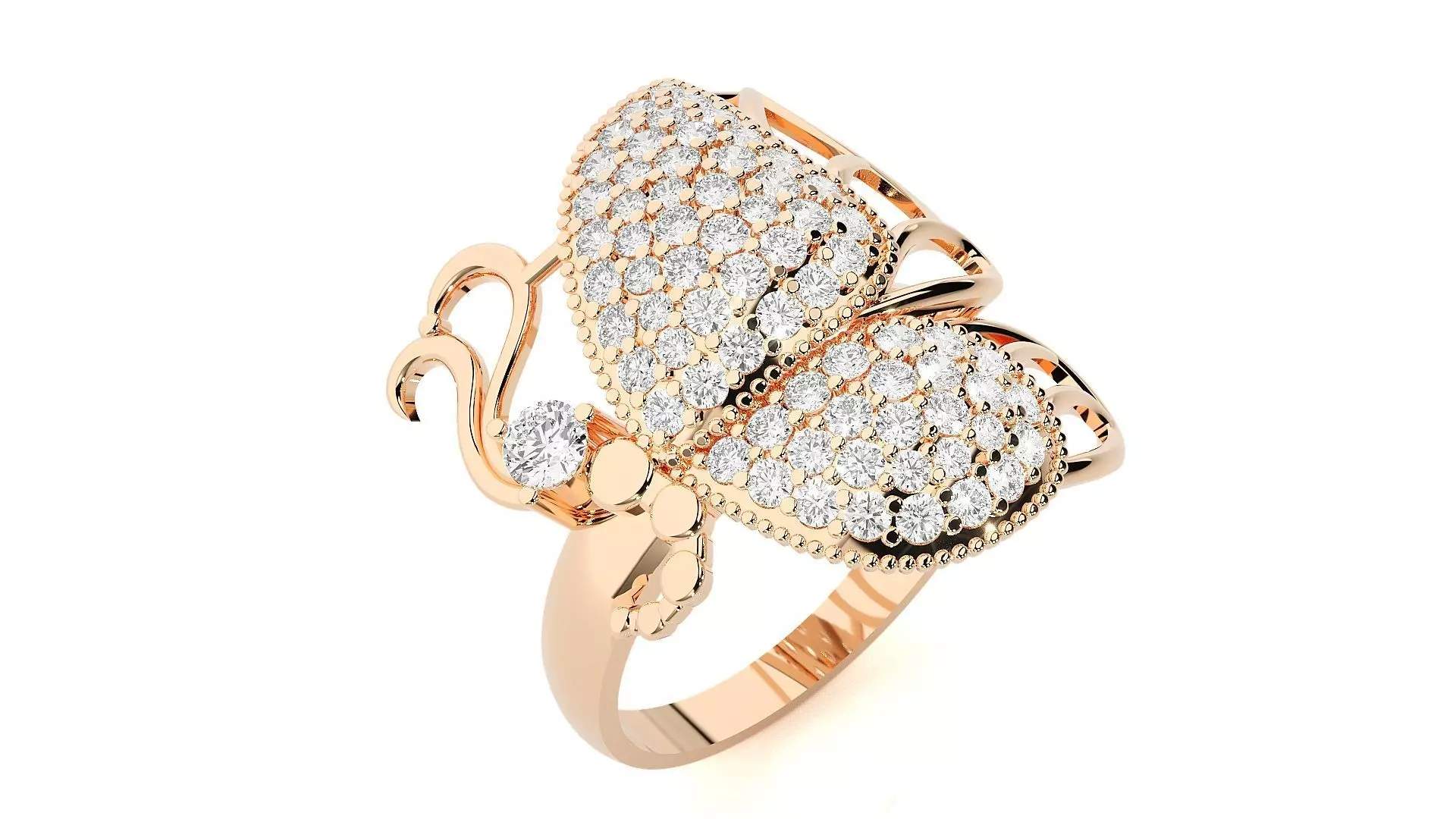 Butterfly Diamond Ring 3dm stl renders details 3D print model_0