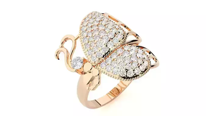 Butterfly Diamond Ring 3dm stl renders details 3D print model