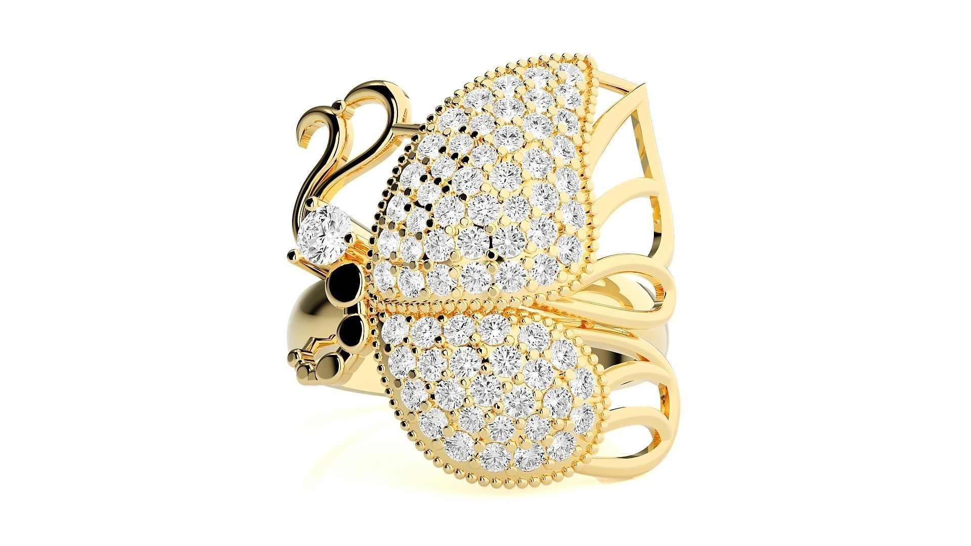 Butterfly Diamond Ring 3dm stl renders details 3D print model_6