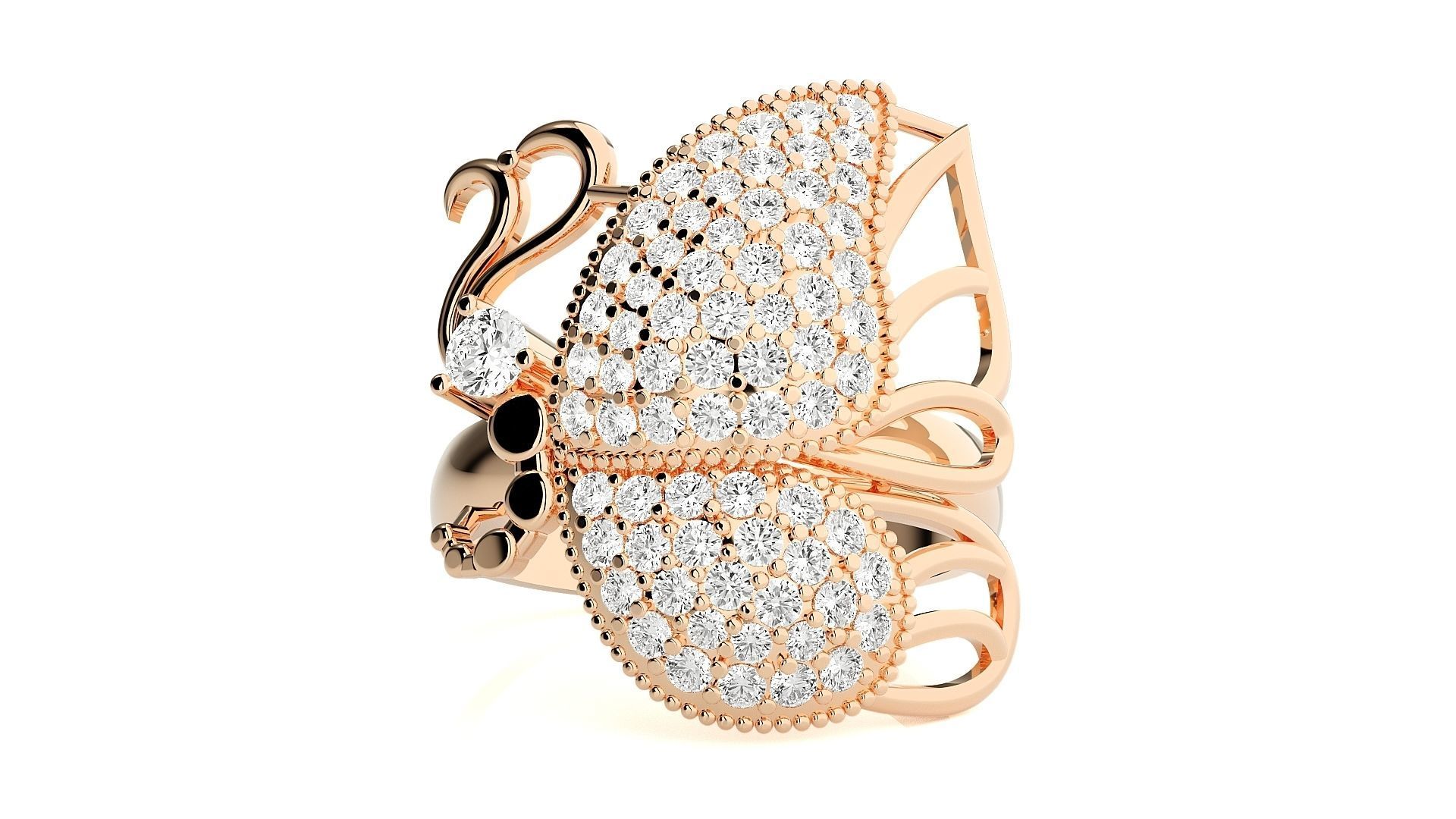Butterfly Diamond Ring 3dm stl renders details 3D print model_1