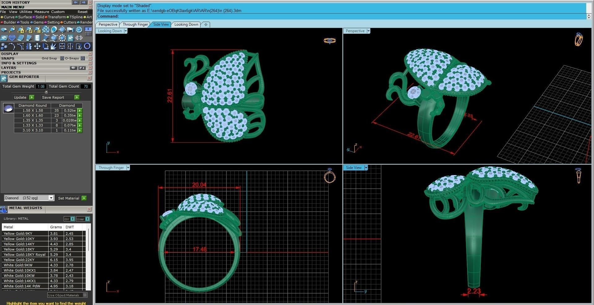 Butterfly Diamond Ring 3dm stl renders details 3D print model_9
