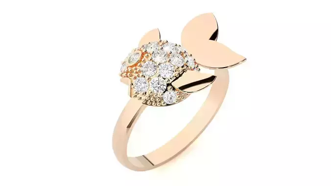 Fish Diamond Ring 3dm stl renders details 3D print model