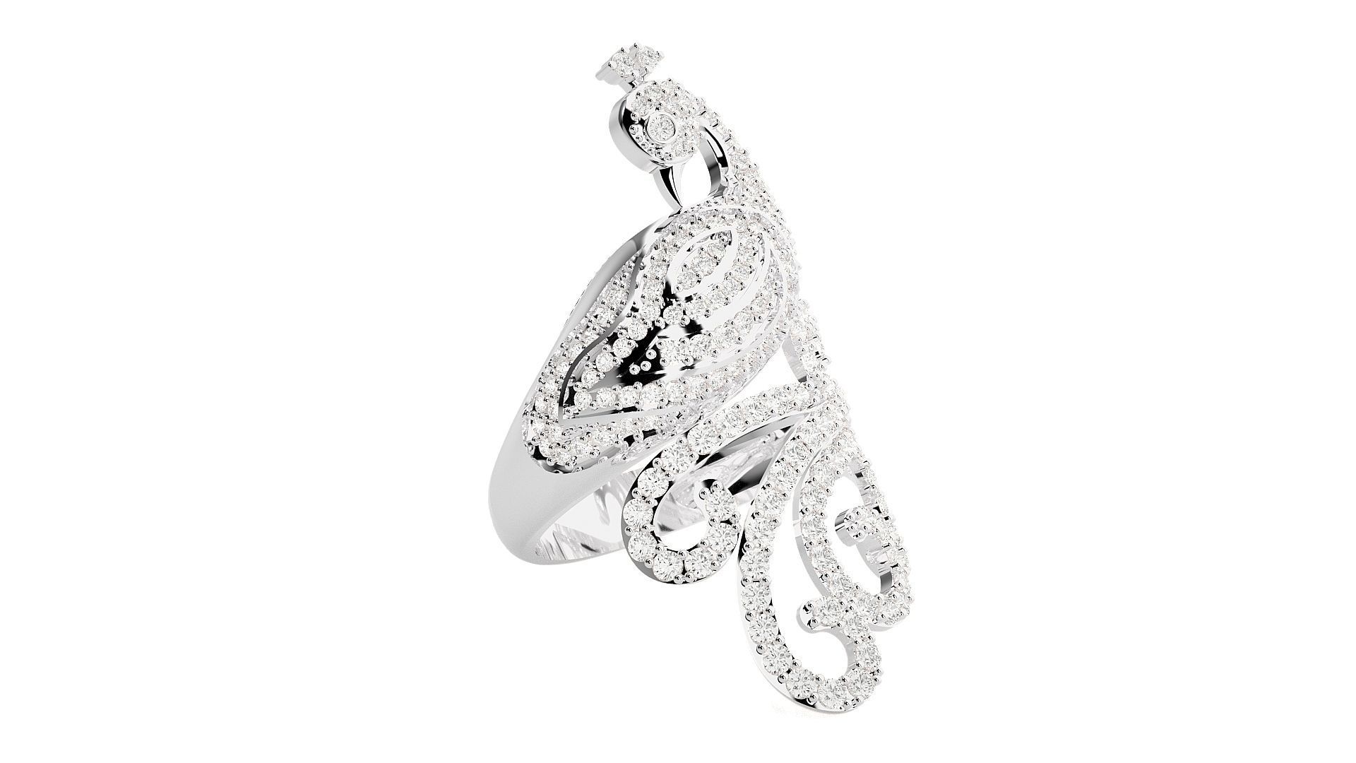 Peacock Diamond Ring 3dm stl renders details 3D print model_4