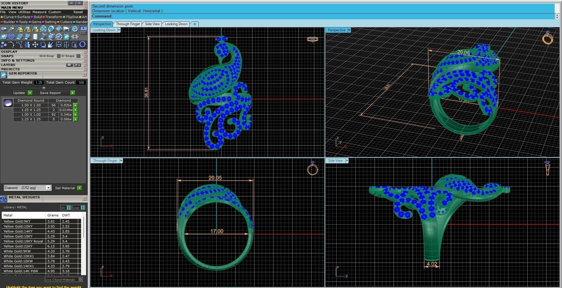 Peacock Diamond Ring 3dm stl renders details 3D print model_9