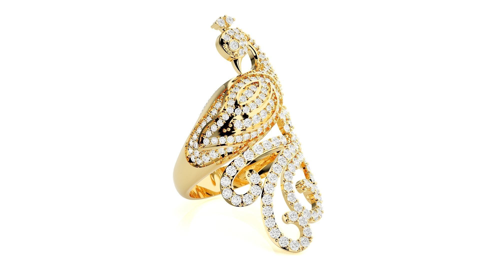 Peacock Diamond Ring 3dm stl renders details 3D print model_7