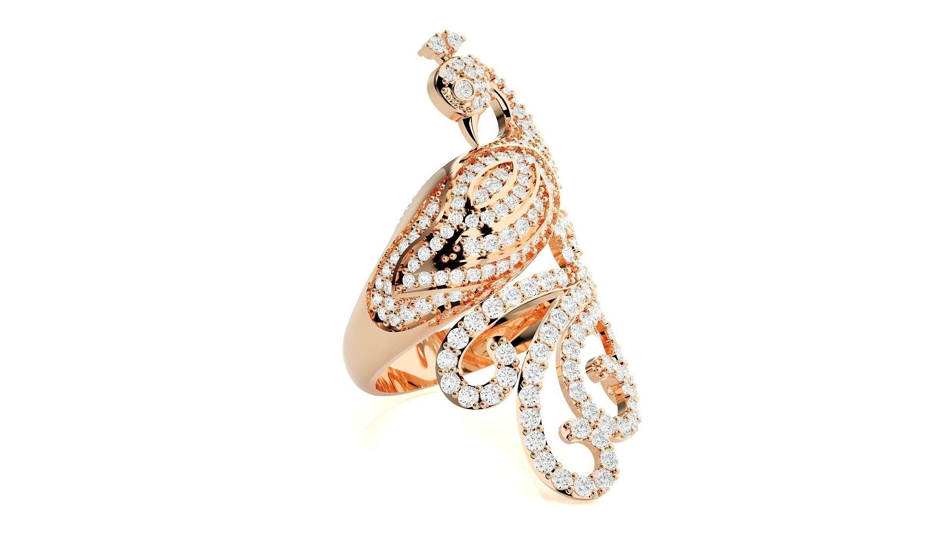 Peacock Diamond Ring 3dm stl renders details 3D print model_2