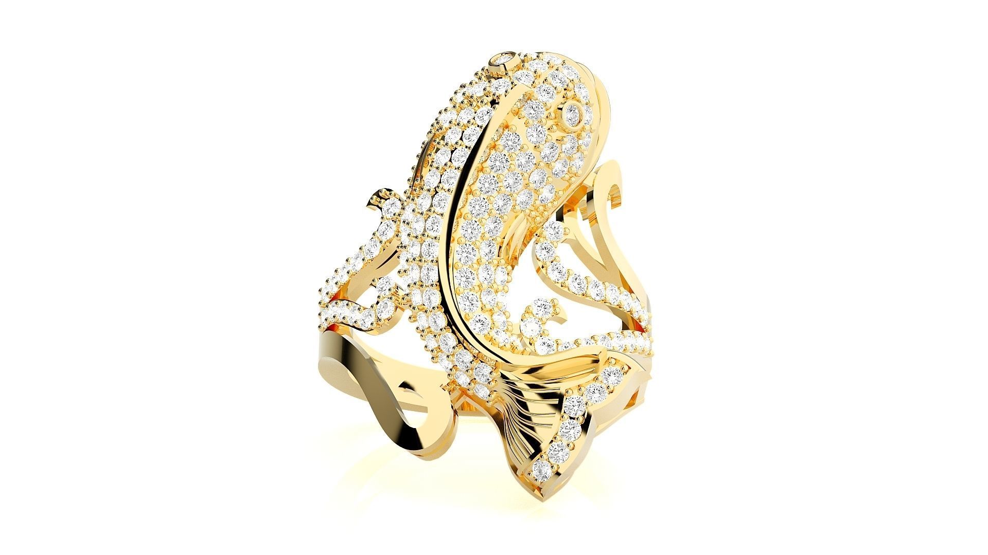 Dolphin Diamond Ring 3dm stl renders details 3D print model_6