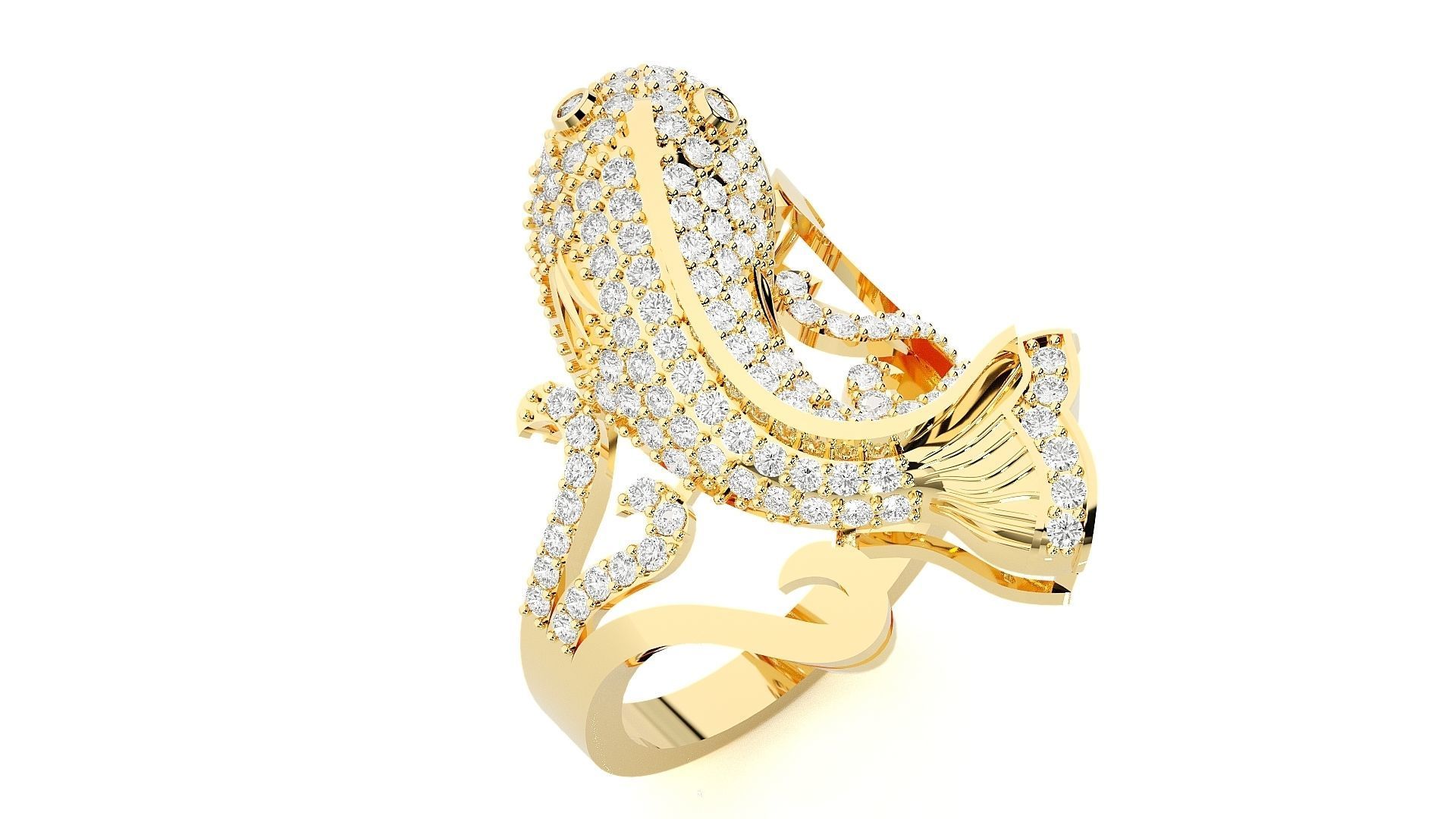 Dolphin Diamond Ring 3dm stl renders details 3D print model_8