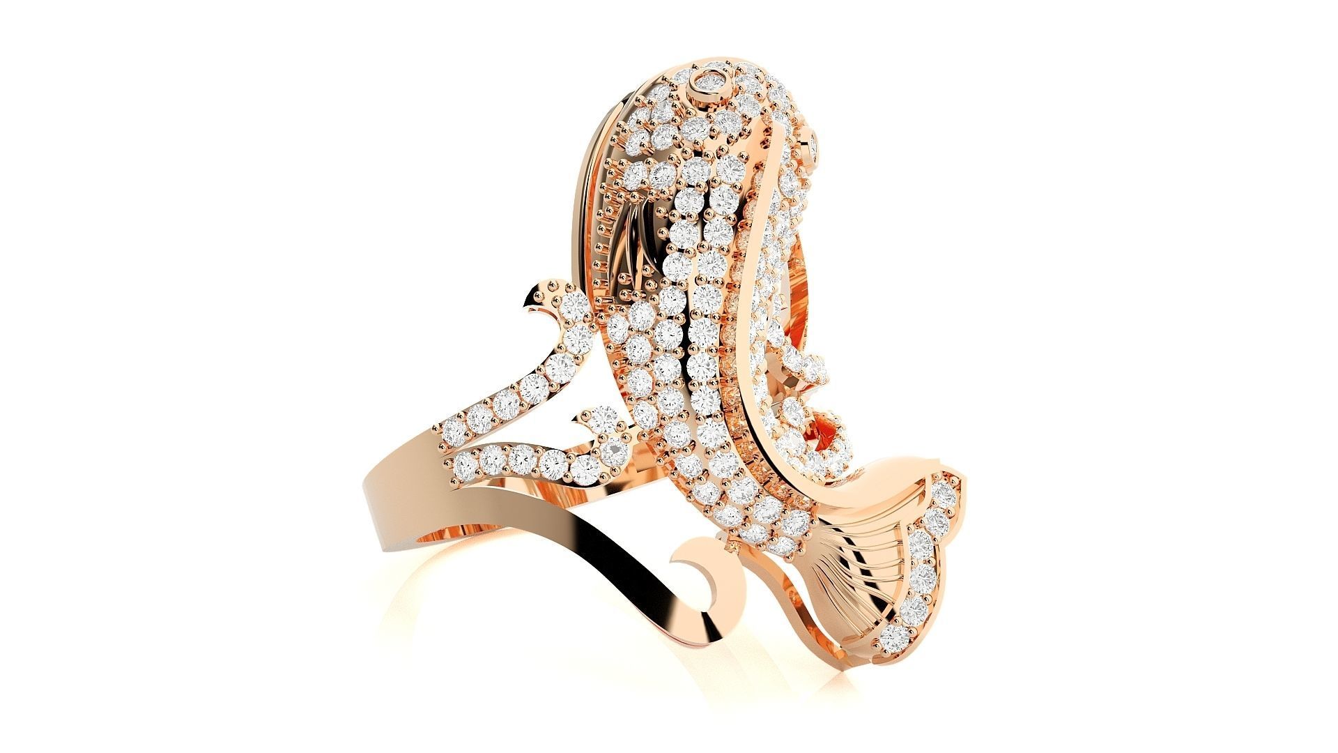 Dolphin Diamond Ring 3dm stl renders details 3D print model_2