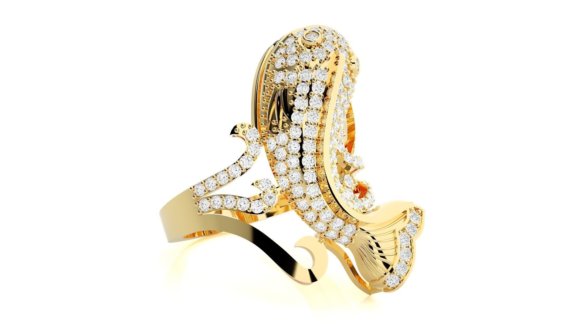 Dolphin Diamond Ring 3dm stl renders details 3D print model_7