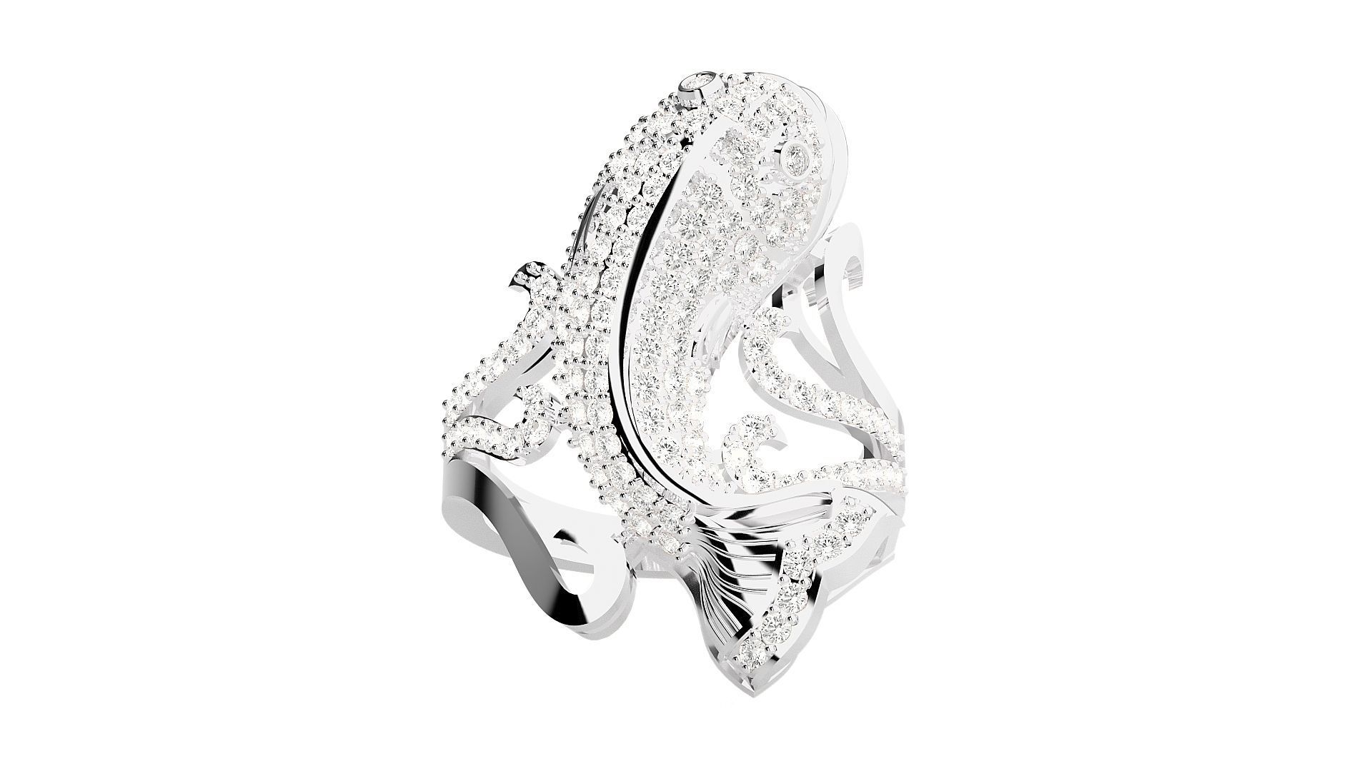 Dolphin Diamond Ring 3dm stl renders details 3D print model_3