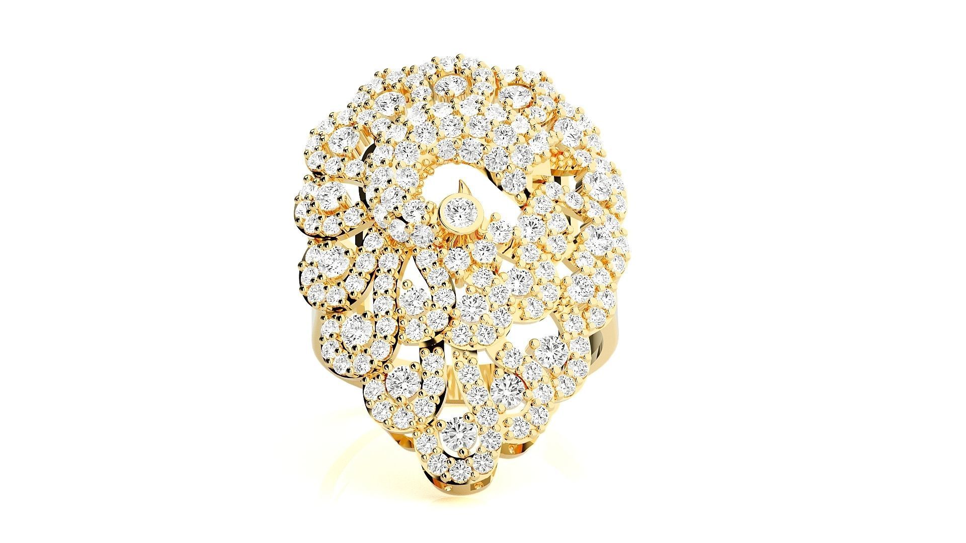 Peacock Diamond Ring 3dm stl renders details 3D print model_6