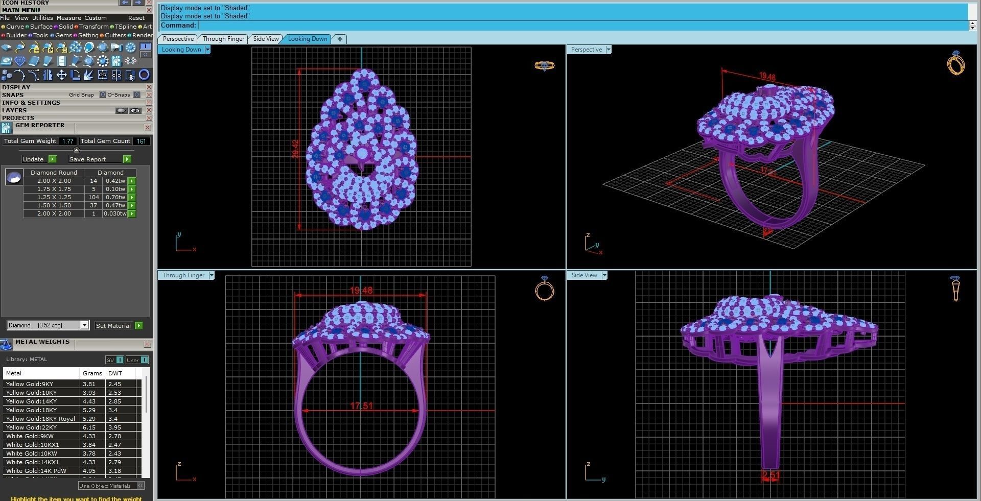 Peacock Diamond Ring 3dm stl renders details 3D print model_9