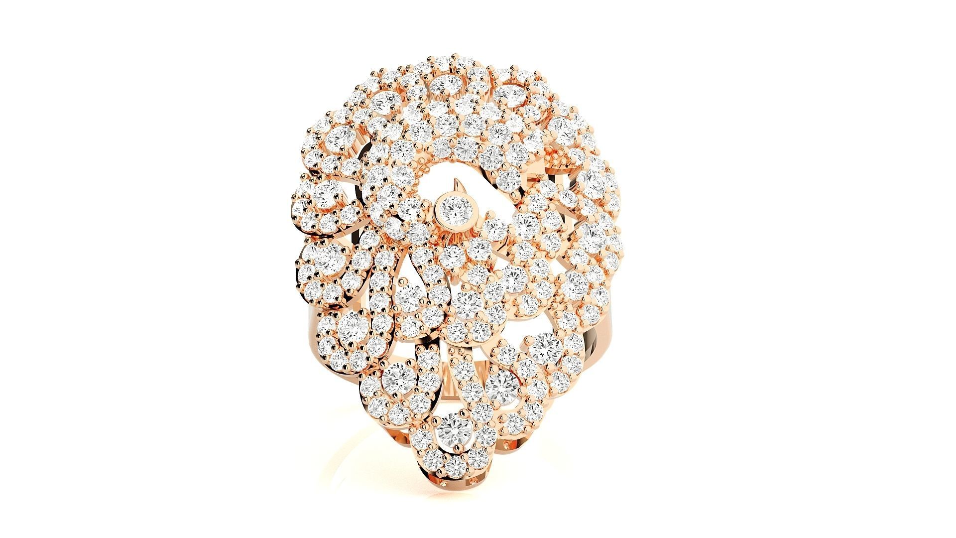 Peacock Diamond Ring 3dm stl renders details 3D print model_1