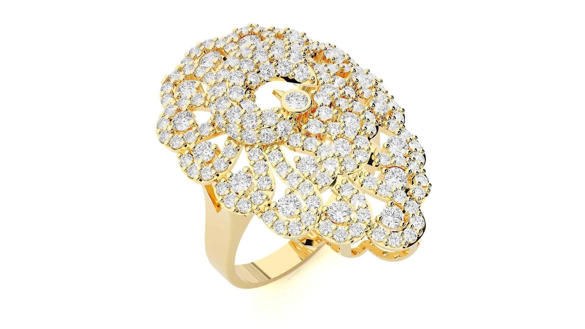 Peacock Diamond Ring 3dm stl renders details 3D print model_8