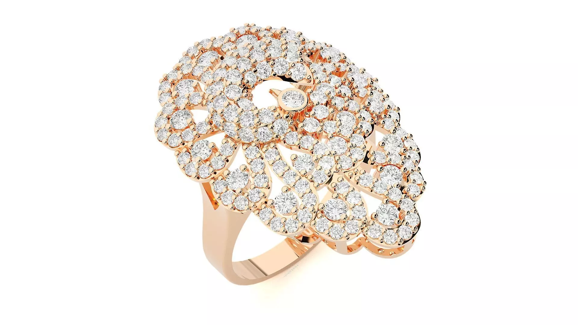 Peacock Diamond Ring 3dm stl renders details 3D print model_0